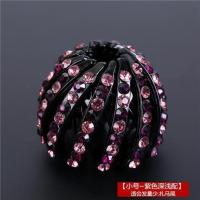 深浅配紫色 打折日韩国鸟巢盘发器水钻丸子头发圈发夹抓夹马尾扣头饰镶钻简约