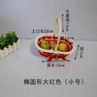 大红色小号:长22*宽16*高7cm 手提婚庆花篮舞蹈创意道具手工胶藤编织彩色包装婚礼花童花篮子