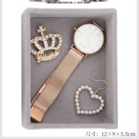 小号空盘绒布盒(12*9*3_c 首饰盒绒布耳饰展示托盘放戒指耳钉耳环的抽屉手饰品架子分隔内衬