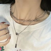 双层豆豆银色项链 韩风ins法式复古双层叠戴链条项链毛衣链百搭冷淡风