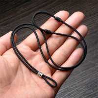 常规2mm黑 平安扣挂绳翡翠吊坠绳戒指项链绳子可调节手工编织项链绳男女款黑