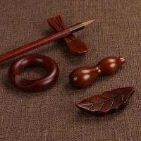 小鱼形状+葫芦形状 单个创意小笔搁别致小号毛笔架毛笔搁笔山书法国画用品实木制品