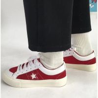 959红色 关注店铺 极货 39 偏大一码 不规则泼墨手绘板鞋女ins潮小众鞋原创水洗绿低帮休闲帆布鞋女鞋