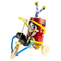 易拉罐三轮车送胶水 科技小制作环保手工作品变废为宝废物利用材料包易拉罐烧烤机器人