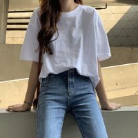 纯白短袖 S [关注店铺优先发货] 牛仔背带裙女春夏连衣裙设计感大码小众A字V领减龄复古小个子短裙