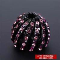 深浅配紫色 日韩国鸟巢盘发器抓夹马尾扣头饰镶钻简约饰品水钻丸子头发圈发夹