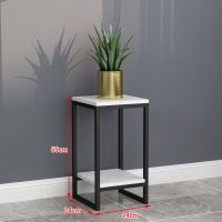 白色板+黑色架 高55(24宽) 中等 铁艺花架客厅双层室内花瓶组装阳台落地式置物简约绿萝花盆架子