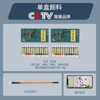 单盒颜料[送白云笔] 12色5ml 青竹国画颜料初学者入门中国画颜料套装毛笔画水墨画山水画全套