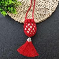 红色民族风 10cm 立夏端午节蛋袋蛋兜手工编织毛线金鱼蛋套蛋成品网挂脖儿童节礼物