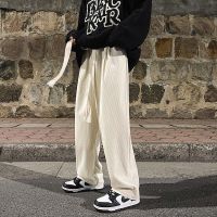 白色[常规款] XL 建议90-130斤 2-300斤胖MM男女手工编织带抽绳灯芯绒裤子潮流ins秋冬加厚休闲裤