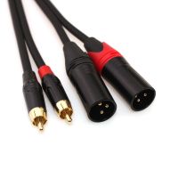双RCA莲花转双卡侬公 0.5米 绿特 RCA转卡侬公双AV莲花转卡农公XLR调音台功放监听音箱音频线
