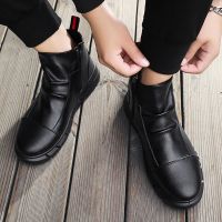 sz-5611黑色(赠品分开发) 39 高帮皮鞋潮流百搭中帮橡胶底男士短靴哑光马丁靴男中学生版马丁靴