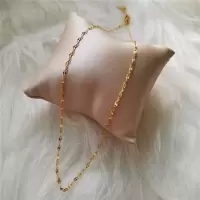 金色 钛钢保满天星嘴唇链单链条锁骨链极简水波纹基础项链不褪色不过敏