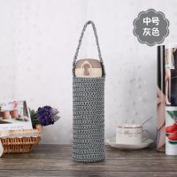 灰色密线款 400-600毫升 水杯子保护套保温水壶外套袋子保温杯玻璃杯套袋毛线手工编织