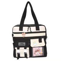 黑色只斜挎[薄面料无手提] 单包 ins风帆布包女斜挎包大容量学生上课手提拎书袋补课装书单肩包潮