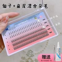 (送胶水+镊子)仙 子+鱼尾 涵贝尔欣仙子眼睫毛混合装鱼尾仙女毛a型睫毛女单簇嫁接自然仿真
