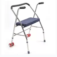 布面 老年人助行器带座带轮老人四脚拐杖凳学步车助步器