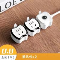 白色::2插[总开关]单插座 0.8m 加粗线[不送收纳盘] 家用多功能插座转换器带USB插板多孔办公宿舍排插接线板插座