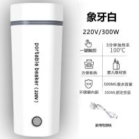 220V家用 象牙白 车载电热杯电热水壶12V24V220V轿车货车车家两用保温杯烧水杯