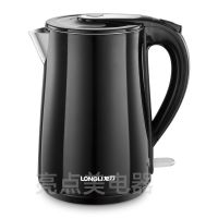龙力8816 1.8升黑(假一赔十) 龙力LL-8816电热水壶家用304不锈钢自动断电双层防烫1.8L升快烧壶