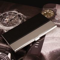 荔枝纹 镜面 黑色 实木名片盒男女款木质名片夹商务前台办公随身携带送男朋友送同事