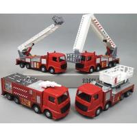 [消防车4件套](合金车头+惯性功能 儿童玩具合金车头工程车套装 仿真挖掘机搅拌机推土车模型