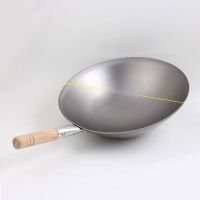 单柄铁锅36cm配30cm微晶玻璃 商用电磁炉专用不锈铁锅具40cm45cm50cm60cm电磁灶不锈钢单柄炒锅