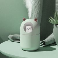萌萌猫加湿器绿色+超大喷雾 充电款+精美包装盒 杯面加湿器USB充电学生便携宿舍办公室桌面补水喷雾器空气净化器