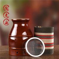 陶瓷款+布套+隔灰网+学位图 艾灸罐陶瓷器具家用紫砂刮痧杯艾灸盒温灸双层随身灸养生经络按摩