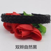 自然黑 双辫款 手工编织假发女发夹头饰成人女发箍头箍弹力辫子麻花辫子压发长发