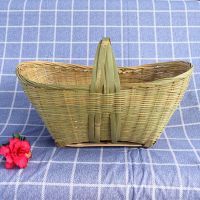 小号口径30cm 竹篮子竹编篮子手提编织藤编竹编簸箕竹编家用竹篮子手提手工编用