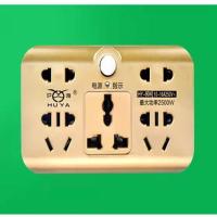 卍:904+不带USB金色 沪雅转换插头无线安全门电源插座多用USB插头家用排插转换器