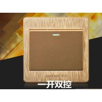 一开双控 视贝86型墙壁开关P3一开二开双控USB五七孔插座电话电脑金色拉丝