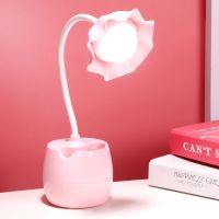 小号粉色一档按钮 USB充电线 LED台灯护眼学习学生可充电宿舍床头灯卧室少女心小夜灯亮写作业