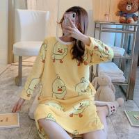 160 M [85-115斤] 珊瑚绒睡裙女秋冬加厚保暖法兰绒连体睡衣大码宽松孕妇长款家居裙