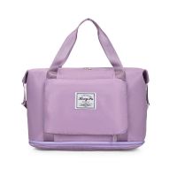 紫色(1件) 玖尼箱包可折叠收纳旅行包干湿分离健身包大容量可套拉杆箱动动包