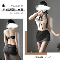 黑色(连身裙+T裤)+模特袜 均码(建议体重80-120斤) 情趣内衣性感大码激情套装睡衣透明免脱诱惑床上服装火辣挑逗女