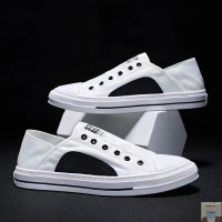 黑色 39 登回男鞋男士飞行员战术休闲鞋半拖鞋冰丝帆布鞋一脚蹬懒人小白鞋