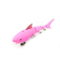 粉色鲨鱼单只送电池 儿童玩具电动万向牵绳鲨鱼带灯光音乐会走动摇摆发光仿真大白鲨鱼