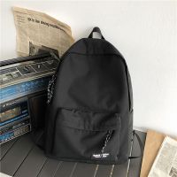 黑色 无挂件 书包男韩版简约百搭双肩包女休闲日系港风初中高中大学生校园背包