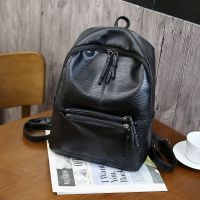 黑色 男士双肩包软皮背包时尚潮流书包韩版初中学生英伦青年pu皮质黑色