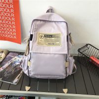 紫色+防水+背部防盗 无挂件 书包女大学生韩版高中学生初中生旅游电脑背包旅行双肩包男大容量
