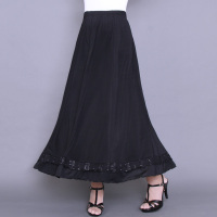 黑色 2号裙长86cm XL 中老年人半身裙夏季中年女装冰丝裙长裙大码妈妈装松紧腰半截裙子