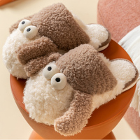 卡其色(呆呆羊暖毛绒) 40-41[适合39-40码] 棉拖鞋男冬季可爱室内居家防滑保暖毛绒家居男士情侣棉拖家用厚底