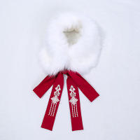 毛领(带刺绣系带) 均码 暖手捂汉服古风套袖筒冬天插手抄冬季手捂子明制衣服配饰装饰护臂