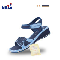 蓝色 36 越南平仙凉鞋 夏季女士凉鞋 中老年生胶底防滑涉水沙滩鞋坡跟露趾