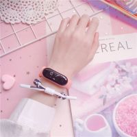 粉色手环表 单手表(收藏店铺送电池) 智能手表led夜光触碰防摔可爱卡通公仔鼠标男女手表学生电子手表