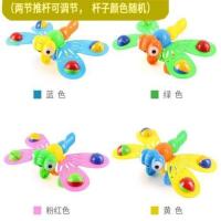 手推蜻蜓玩具 送手环铃铛 儿童婴儿宝宝小手推车玩具推推乐单杆手推飞机学步走路娃娃手推车