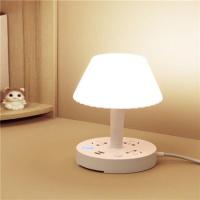 普通款(三种灯光选择+10档亮度调节 白色 欧蔓花丝多功能台灯USB插座调光遥控床头灯台灯专用宿舍护眼灯