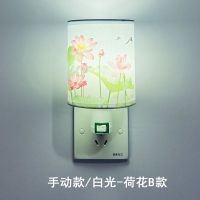 手动款/荷花B款(白光) led节能卧室插座带开关插电小夜灯婴儿喂奶床头灯创意护眼起壁灯